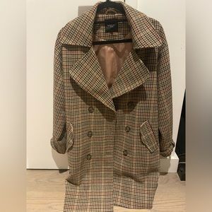 Plaid wool trench coat